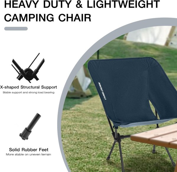 CAMEL CROWN Portable Camping Chair, Folding Backpacking Chair, Compact Camping Chair with Carry Bag for Outdoor Hiking Beach Travel Black - Image 5