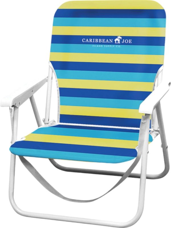 CARIBBEAN JOE Folding Beach Chair, 1 Position Lightweight and Portable Foldable Outdoor Camping Chair with Carry Strap