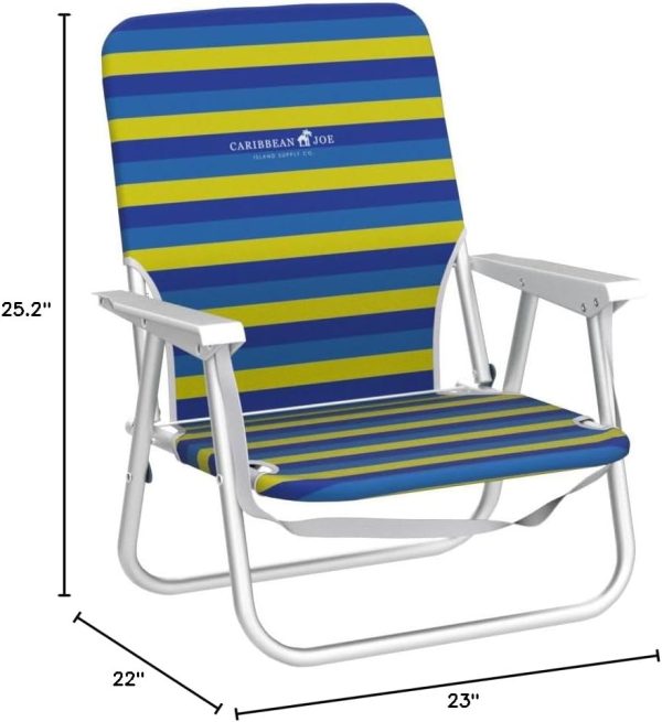 CARIBBEAN JOE Folding Beach Chair, 1 Position Lightweight and Portable Foldable Outdoor Camping Chair with Carry Strap - Image 2