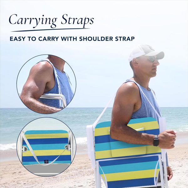 CARIBBEAN JOE Folding Beach Chair, 1 Position Lightweight and Portable Foldable Outdoor Camping Chair with Carry Strap - Image 4