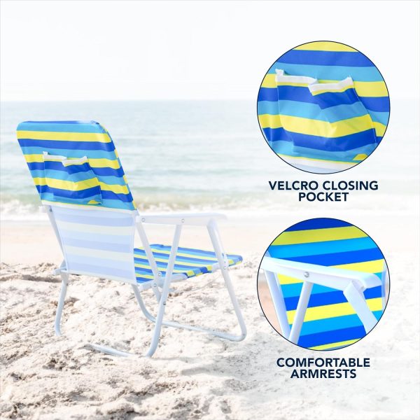 CARIBBEAN JOE Folding Beach Chair, 1 Position Lightweight and Portable Foldable Outdoor Camping Chair with Carry Strap - Image 5