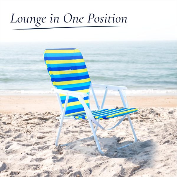 CARIBBEAN JOE Folding Beach Chair, 1 Position Lightweight and Portable Foldable Outdoor Camping Chair with Carry Strap - Image 6