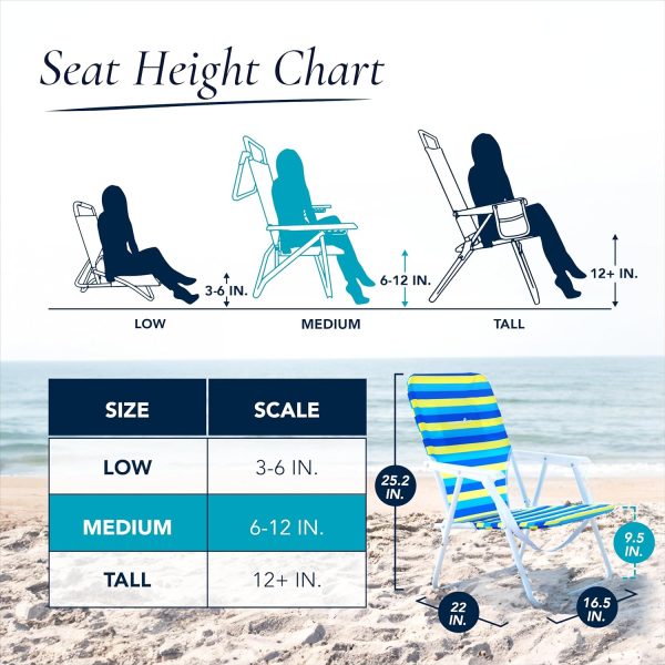 CARIBBEAN JOE Folding Beach Chair, 1 Position Lightweight and Portable Foldable Outdoor Camping Chair with Carry Strap - Image 7