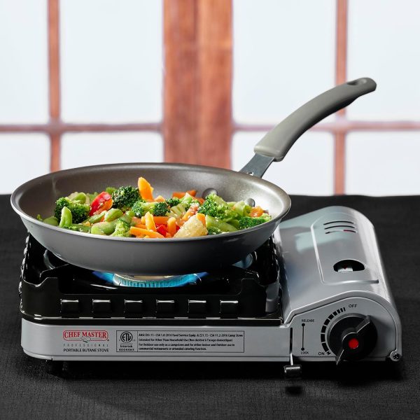 Chef Master 15,000 BTU Output Portable Butane Camping Stove, Peizo Click Ignition, Double Wind-Guard Portable Stove Burner for Emergencies, Tailgating, Hiking, Backpacking & Camping Essentials - 90019 - Image 2
