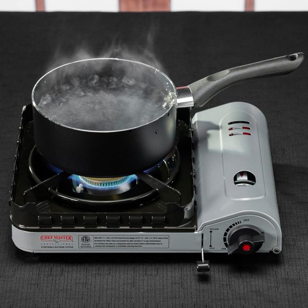 Chef Master 15,000 BTU Output Portable Butane Camping Stove, Peizo Click Ignition, Double Wind-Guard Portable Stove Burner for Emergencies, Tailgating, Hiking, Backpacking & Camping Essentials - 90019 - Image 3