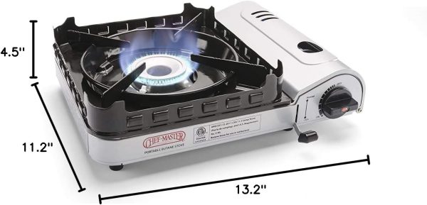 Chef Master 15,000 BTU Output Portable Butane Camping Stove, Peizo Click Ignition, Double Wind-Guard Portable Stove Burner for Emergencies, Tailgating, Hiking, Backpacking & Camping Essentials - 90019 - Image 7