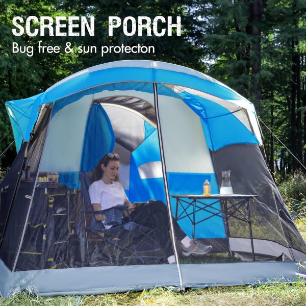 PORTAL 6/8/10 Person Family Camping Tent with Screen Room, Water Resistant Big Tunnel Tent with Rainfly, Large Family Tent for Outdoor Camping, Party - Image 3