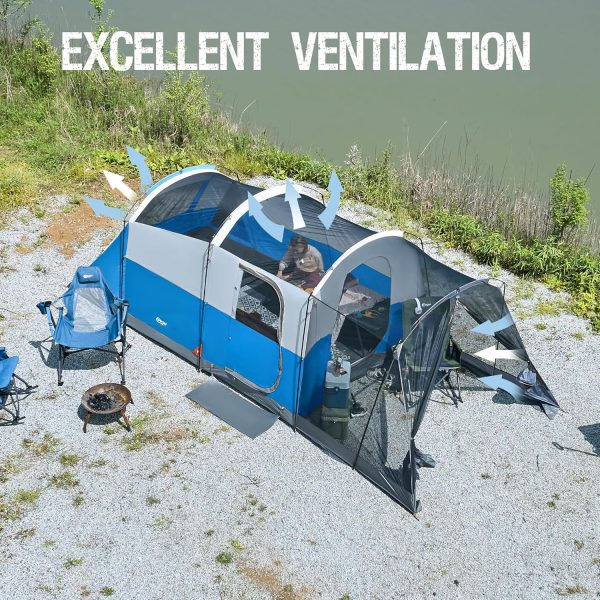 PORTAL 6/8/10 Person Family Camping Tent with Screen Room, Water Resistant Big Tunnel Tent with Rainfly, Large Family Tent for Outdoor Camping, Party - Image 5