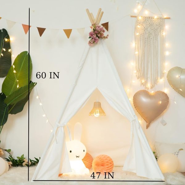 Teepee Tent for Kids-Portable Children Play Tent Indoor Outdoor (White) - Image 5