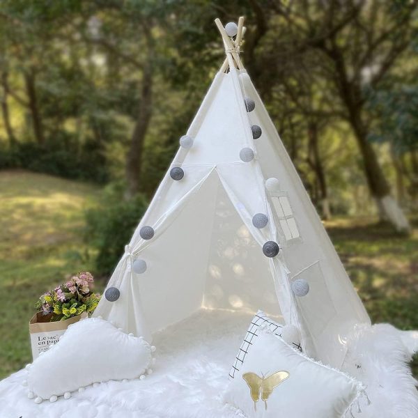 Teepee Tent for Kids-Portable Children Play Tent Indoor Outdoor (White) - Image 7